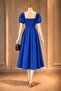 Square Neck Balloon Sleeve Flared Dress Cobalt Blue 582613 - 4