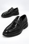 Fv003 Men's Black Genuine Leather Laceless Loafer Eva Sole - Full Fit