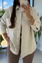 Women's Buttoned Quilted Jacket - Cream - 4