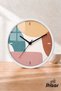 Ceas de perete modern abstract în culori pastelate - Dimensiune medie 25 cm - Carcasă albă - Silențios, cu sticlă