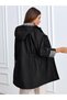 Women's Jacket Collar Waist Elastic Foldable Sleeve Lined Trench Coat - 7