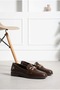 Gold Ribbon Buckle Loafer Shoes - 2