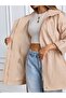 Women's Hooded Elastic Waist Foldable Sleeve Lined Trench Coat - 3