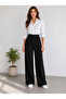 Women's Black High Waist Pleated Buttoned Lycra Stretchy Comfortable Fit Palazzo Pants - 5