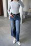 Premium Belted Flare Jean- Dark Blue - 8