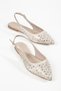 Women's Pearl Stone Embellished Luxury Satin Decorated Ballerinas