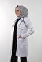 Women's White Long Sleeve 90 cm Jacket Collar Alpaca Teacher Doctor Pharmacist Nurse Apron - 2
