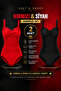 Women's 2-Piece Swimsuit Set with Gathered Draping and Adjustable Straps Black Red