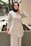 Asymmetrical Pleated Detailed Tunic Pants Modal Set - 3