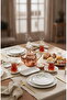 Botanical Green Camellia Leaf Patterned Luxury Ceramic 14 Piece Breakfast Set for 6 People - 4