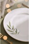 Botanical Green Camellia Leaf Patterned Luxury Ceramic 14 Piece Breakfast Set for 6 People - 8
