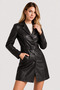 Farah Genuine Leather Women's Black Trench Coat - Stylish Leather Coat with Belt