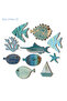 JETTING 【ZYAA-1】10pcs/set Fish Wall Decor Wooden Fish Hanging Beach Theme Bathroom Art Nautical Coas - 3