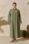 Khaki Fake Sleeve Ferace - 2