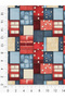 100% Cotton Satin Patchwork Fabric – 300X155 cm – Geometric Square Pattern, Red, Blue, and Cream Tones - 4