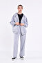 Women's Gray Regular Fit Basic Elastic Waist Hooded Oversize Seasonal Bottom Top Tracksuit Set