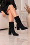 Noble Tread Suede Detailed Sheepskin Lined Thick Heeled Bellows Model Women's Boots - 4