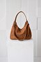 Elegant and Graceful Tan Double Strap Suede Nubuck Women's Hand and Shoulder Bag - 2