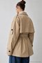 Women's Lined Beige Belted Short Trench Jacket-L-00201967 - 3
