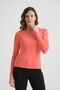 Orange Color Long Sleeve Zipper Rider Women's T-Shirt - 4