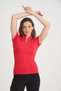 Red Color Short Sleeve Zippered Rider Women's T-Shirt - 3