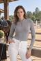 Gray Color Long Sleeve Zipper Rider Women's T-Shirt