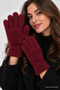 Women's Gloves Plush Long Finger Claret Red - 2
