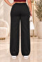 - Large Size Lycra Fabric Pocketless Elastic Waist Palazzo Trousers C642-Black - 8