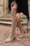 Jessica Suede Round Toe Thick Heeled Over The Knee Boots