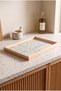 Minimalist Maze Motif - Rectangular Coffee Presentation, Engagement, and Serving Tray with Natural Wood Frame - 4