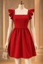 Crepe Fabric Back Low-Cut Mini Dress Evening Dress Homecoming Dress 581389 Red - 2
