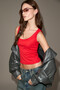 Videta Women's Soft and Flexible Fabric Organic Cotton Hollow Collar Red Undershirt - 3