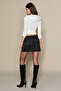 Arosa Women's Plaid Tight Mini Anthracite Skirt with Elastic Waist - 6