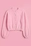 Women's Pearl Buttoned Crew Neck Balloon Sleeve Soft Bearded Cardigan