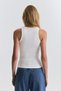 White Ribbed Strap Women's Tank Top - 5