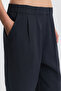 Navy Blue Lyocell Blend Women's Trousers - 3