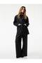Shepherd's Stitch Detailed Belted Pocketed Long Sleeve Cashmere Coat