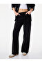 Cotton Loose Fit Denim Trousers with Snap Buttons and Tie Waist - Loose Fit Jeans - 2