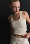 Ecru Ribbed Strap Women's Tank Top - 4