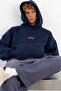 Men's Oversize Sweatshirt Hoodie Chmp Studios Printed Navy Blue – Hooded, Kangaroo Pocket, 3 Yarns - 2