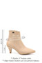 Women's Nude Zippered Pointed Toe Thin Heeled Boots - 2