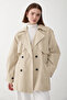 Women's Stone Double-Breasted Collared Lined Trench Coat - 4
