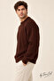 Men's Brown Regular Fit Crew Neck Braided Knitwear - 2