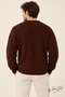 Men's Brown Regular Fit Crew Neck Braided Knitwear - 3