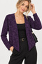 Women's Purple Black Melange Collarless Oversize Model Buttonless Knitwear Jacket Cardigan