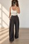 Women's Coffee Color Fit Lyocell Fabric Pants High Waist