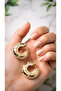 Women's Hoop Earrings with Stone Detail, Water Resistant - 3