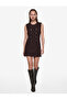 Slim Fit Sleeveless Crew Neck Ornate Buttoned Napoleon Closure Tweed Mini Dress