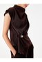 Drapeli High Collar Short Sleeve Crepe Blouse with Metal Accessories - 4