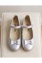Girl's Bow Tie Silver Matte Orthopedic Ballerina Shoes - 3